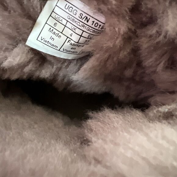 Womens Uggs Boots Bailey Bow Tulle Mini Dusk Pink Purple Sz 6 Fits 7 Suede Rare - Picture 15 of 16